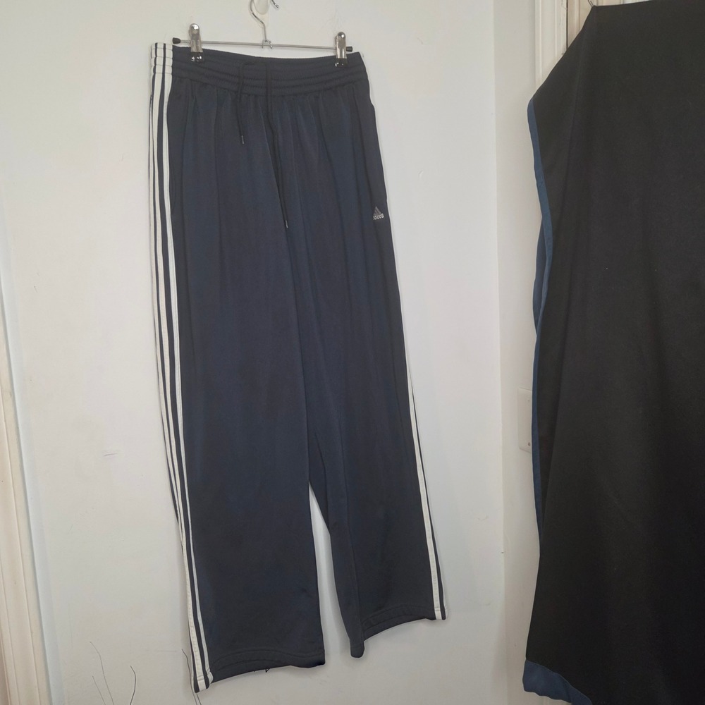 Adidas Mens Navy Blue‎ Three Stripe Track Pants AD4001 Straight Leg Large